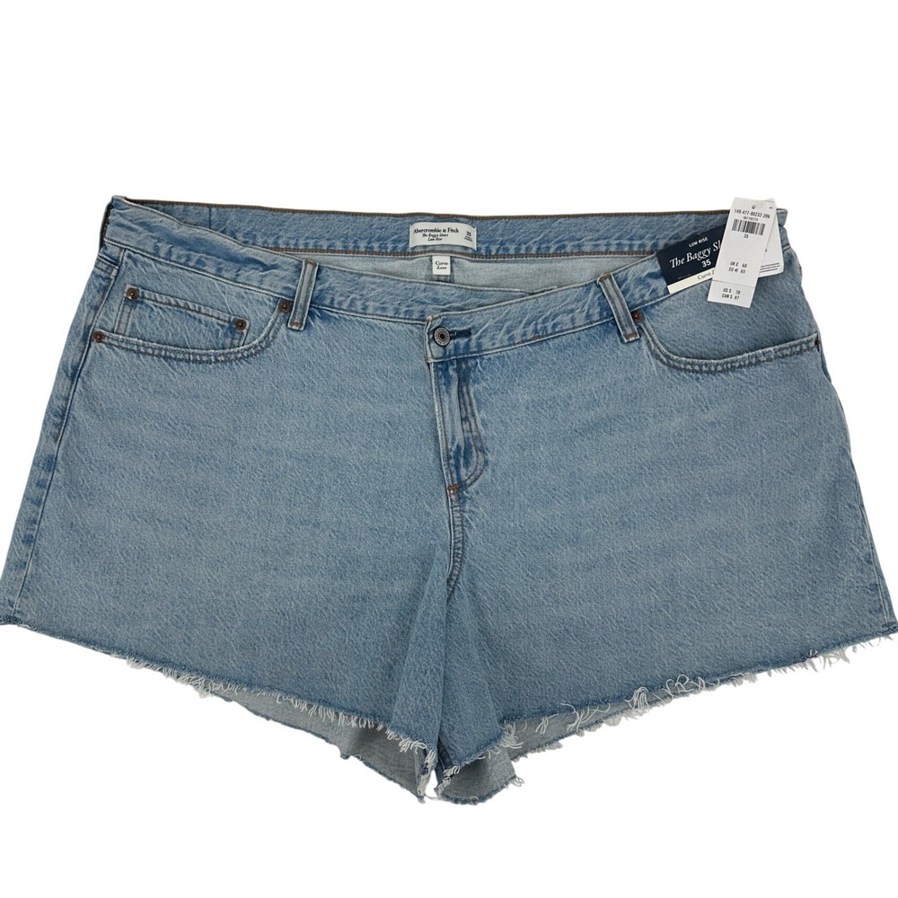 Abercrombie & Fitch Curve Love The Baggy Short 35 20 Low Rise Light Wash Denim